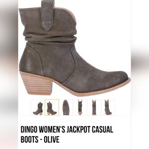 DINGO Jackpot ☆ Women's Casual Boot ☆ OLIVE Leather ☆ Size 8 Womens ☆ EUC